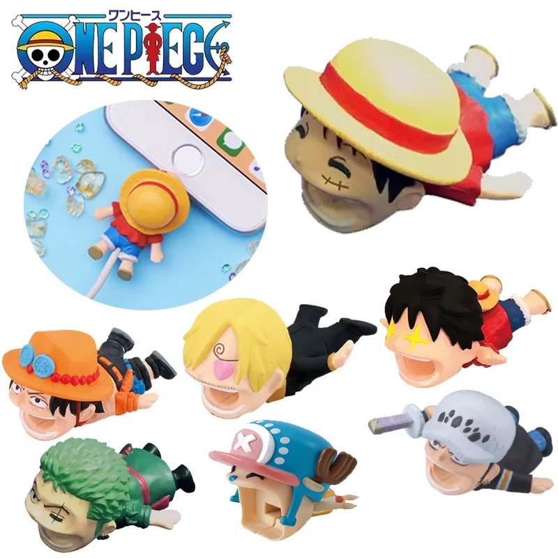 Anime One Piece Cable Bite Protector Iphone Usb Cables Organizer Winder Luffy Zoro Doll Chopper Protector Toys Gift