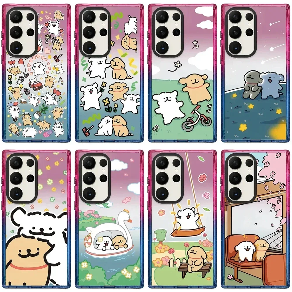 

Dog Friends Acrylic Colorful Border Case for Samsung Galaxy S24 S23 S22 Ultra S24+ S23+ S22 Plus Cover Protective Shell