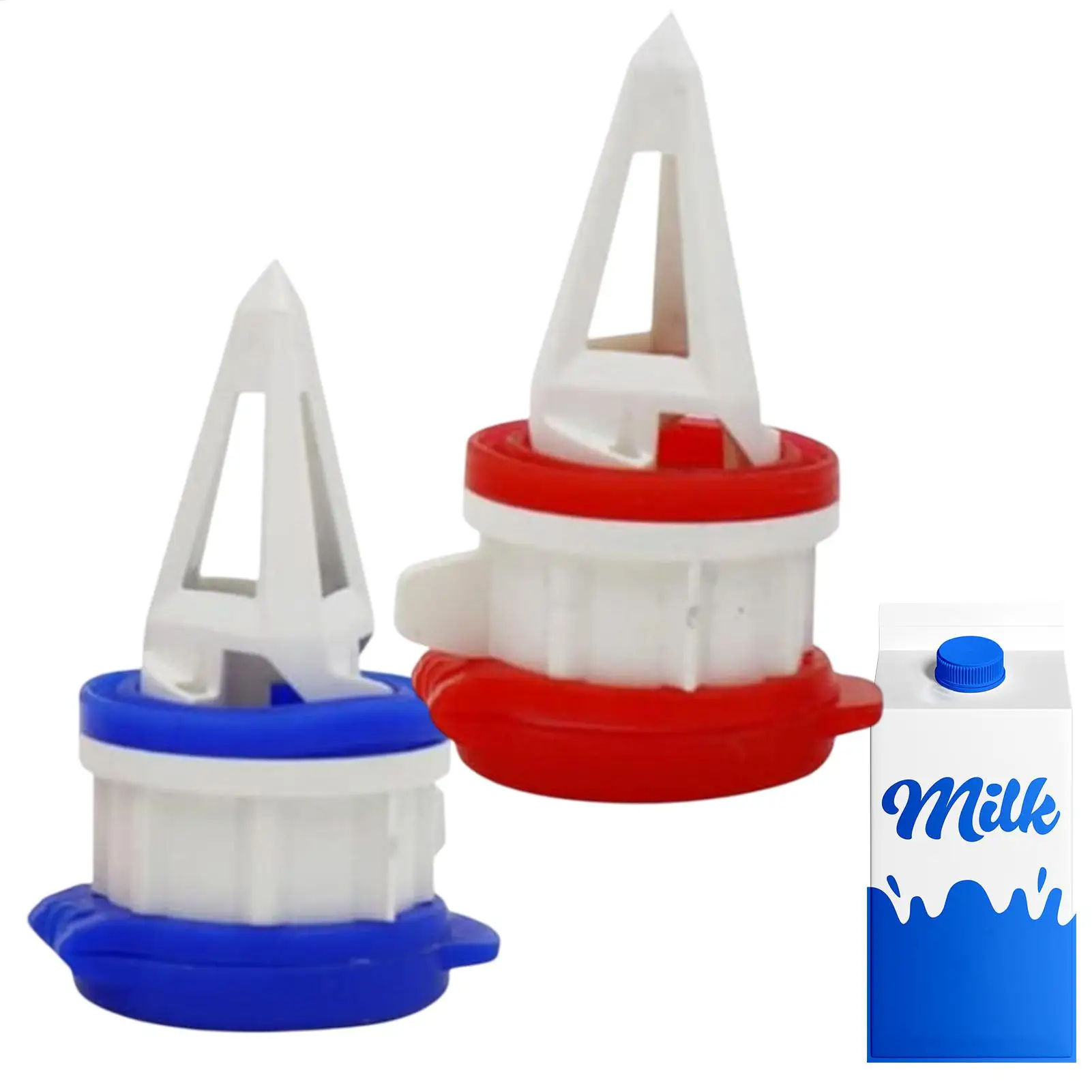 2pcs Changeover Caps Boxed Milk Sealing Lid Keep Milk Cool Fresh Spout Pourer Silicone Milk Drink Bottle Splitter Beverage