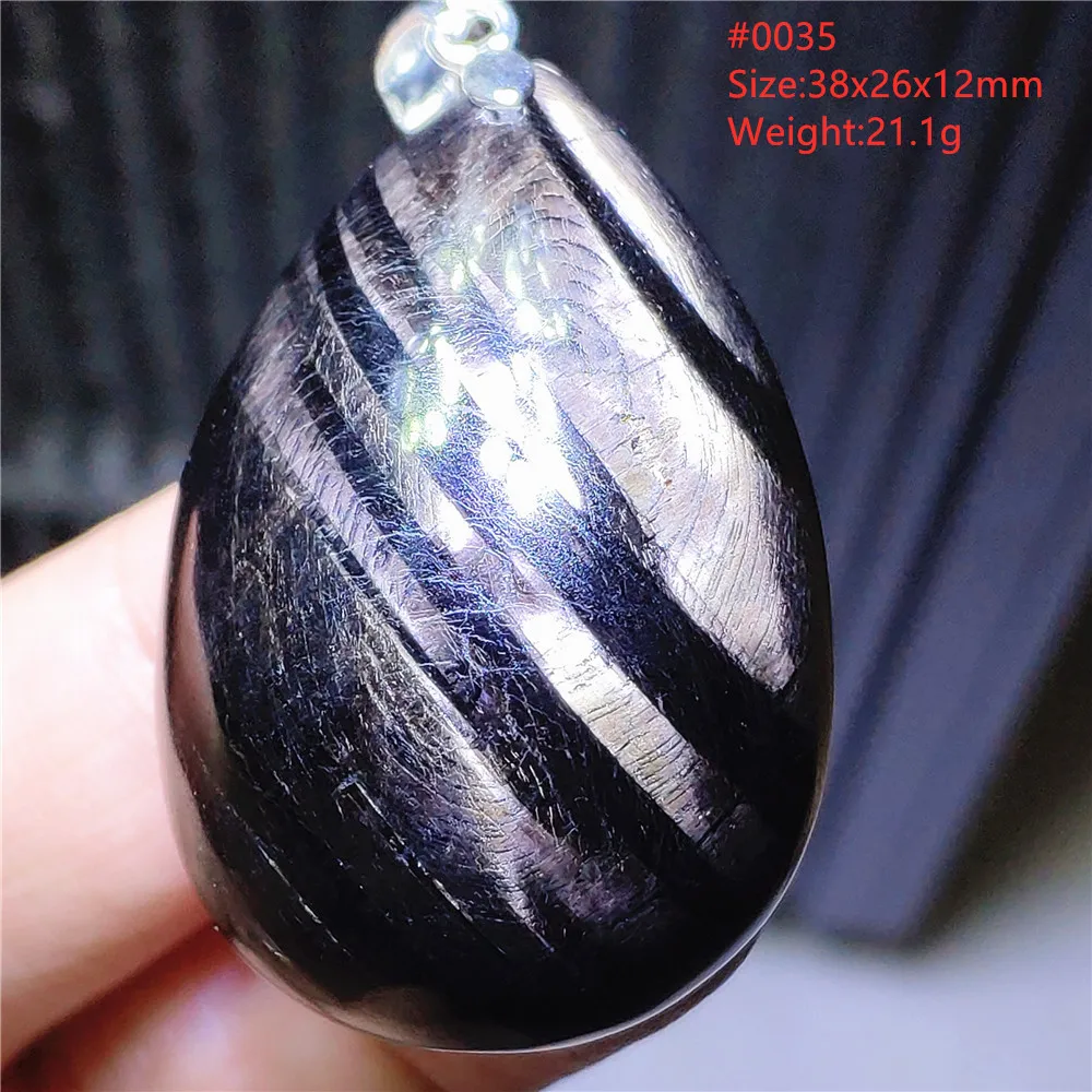 Natural Black Hypersthene Flash Pendant Egypt Lucky Hypersthene Pendant Necklace Women Men Water Drop AAAAAAA