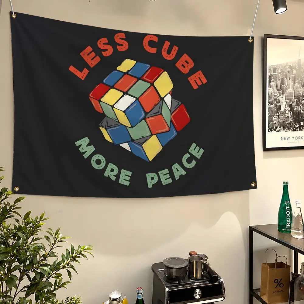 3x3 Cube Flags Wall Hanging Flag Banners For Birthday Parties Funny Outdoor Rubik's Puzzle Bedroom Dorm Toy Room Color Decor