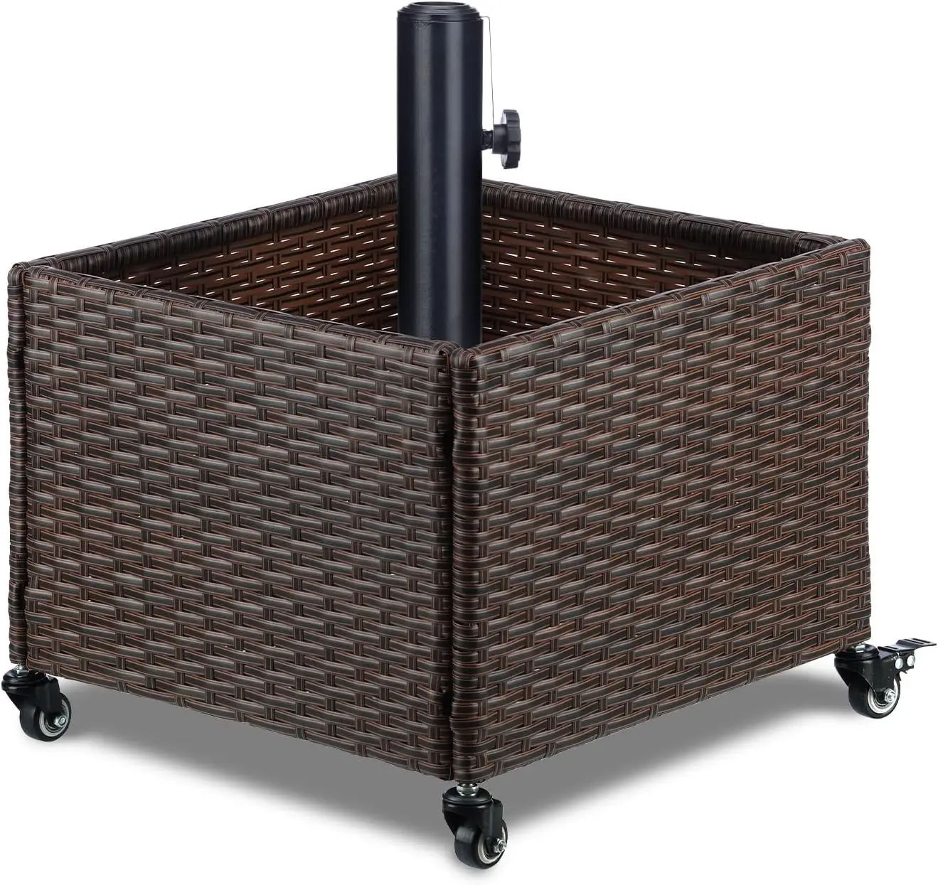 

Heavy Duty Patio Umbrella Base with Fillable Planter Box, 240lbs Capacity Rolling Umbrella Stand for 1.3-1.9in Poles, Black