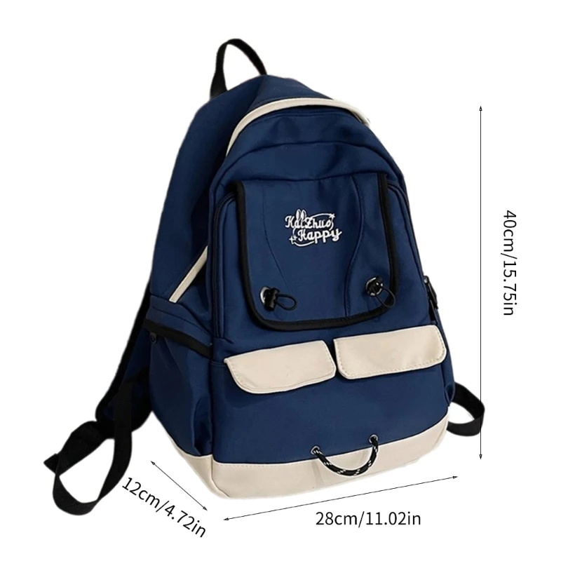 Mochila estudante nylon com compartimento mochila cor contrastante moderna, bolsa livro unissex para escola