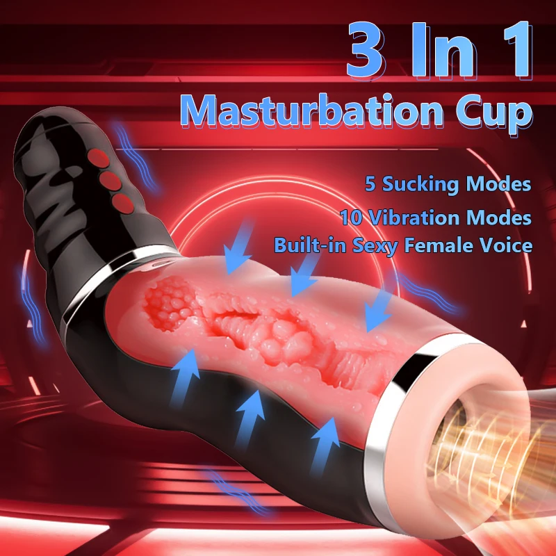 

YEAIN Powerful 10 Vibration Modes Blowjob Masturbator Cup Vibration Sex Toys For Men 3D Simulation Type Sleeve For 18+ Man