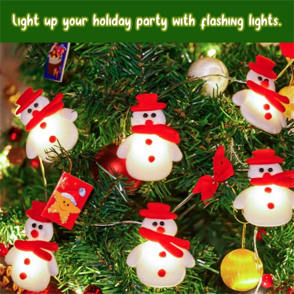 10 /20 LEDs Christmas Snowman String Lights 2000K Waterproof Luminous Led Fairy Lights Christmas Decoration For Garden Path Yard