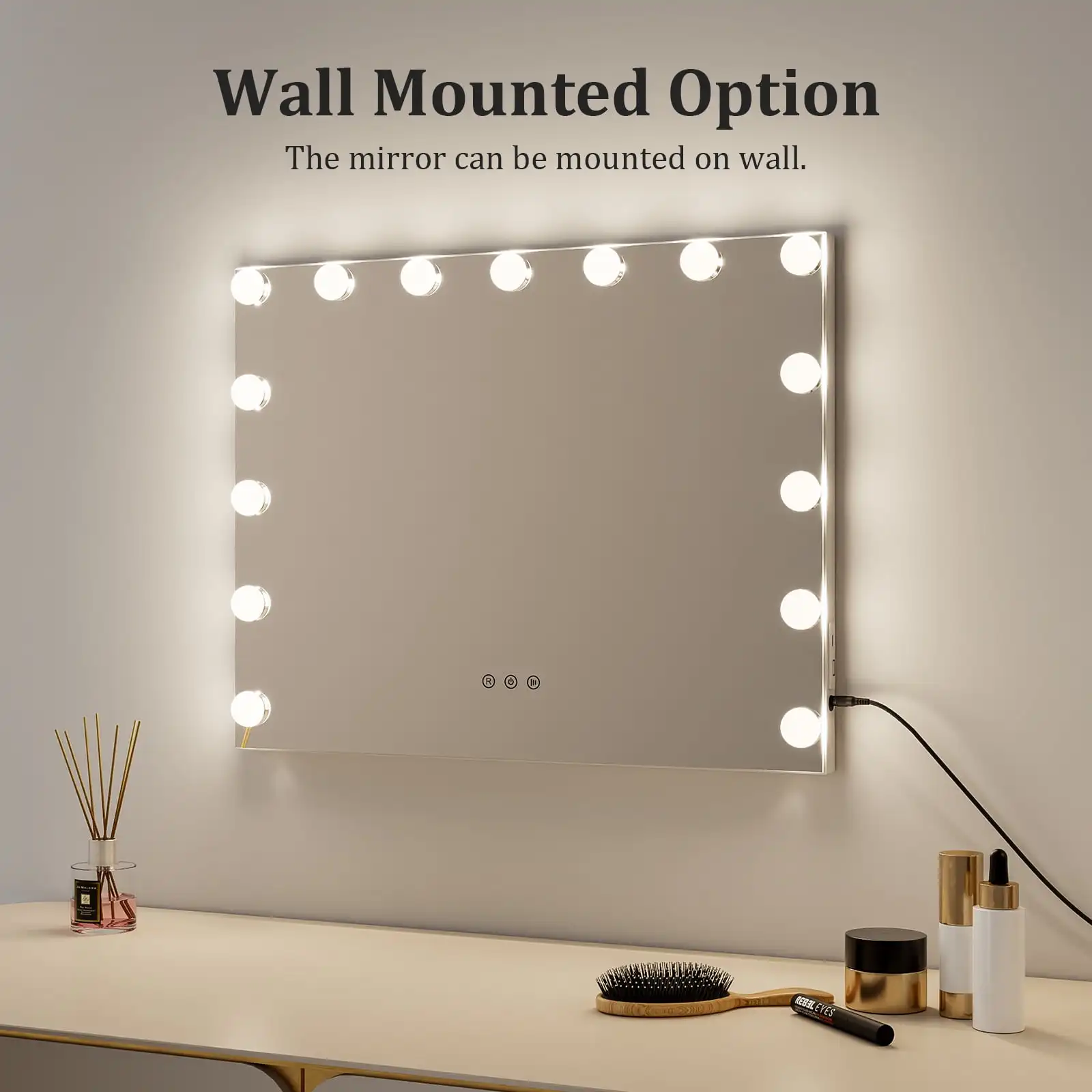 Bluetooth Audio Makeup Mirror with LED Light - 3 Color Modes, Smart Touch Control and USB Charging Port - Desktop Makeup Mirror