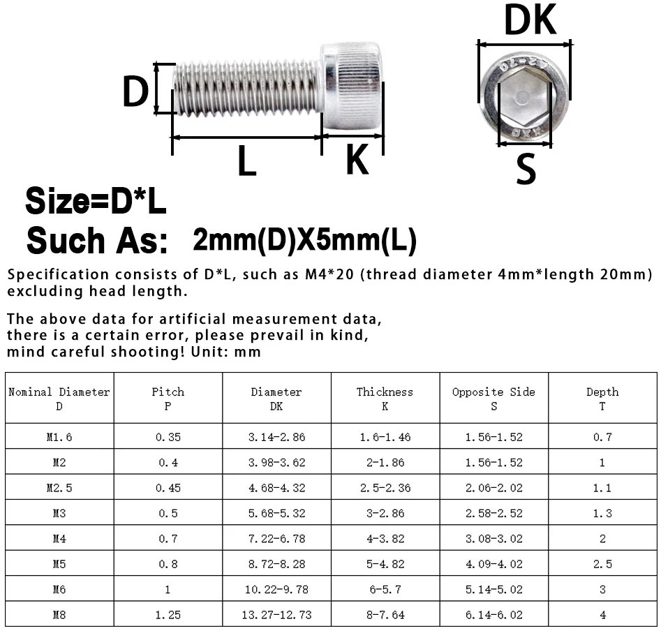 5-100 Stück 304 Edelstahl Innensechskantschraube DIN912 Sechskant-Zylinderkopfschraube M2 M2.5 M3 M4 M5 M6 M8 M10 M12 L=4-90mm – Detail 1