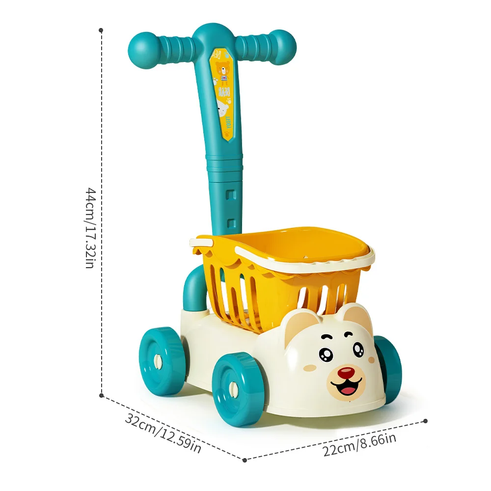 Children\'s supermarket shopping cart baby trolley toy fruit cut happy home simulation kitchen boy girl birthday gift