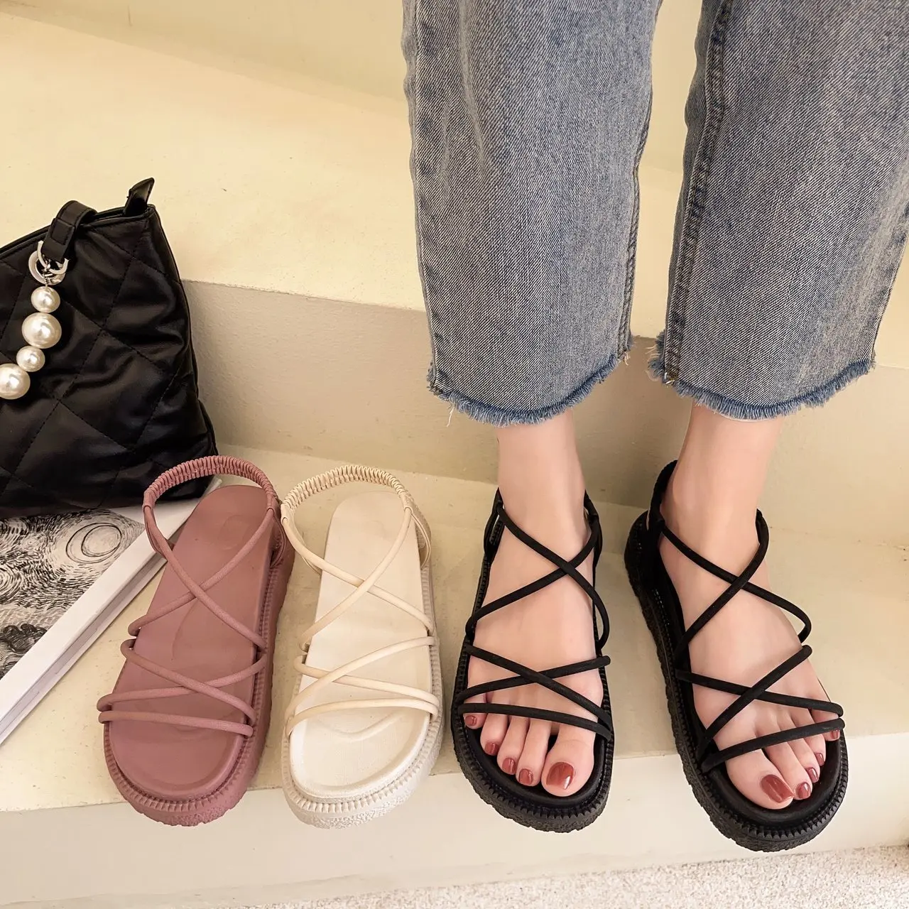 Women Sandals Fashion 2022 New Summer Design Open Toe Casual Shoes Platform Wedges Heel Ladies Ankle Strap Gladiator Sandalias