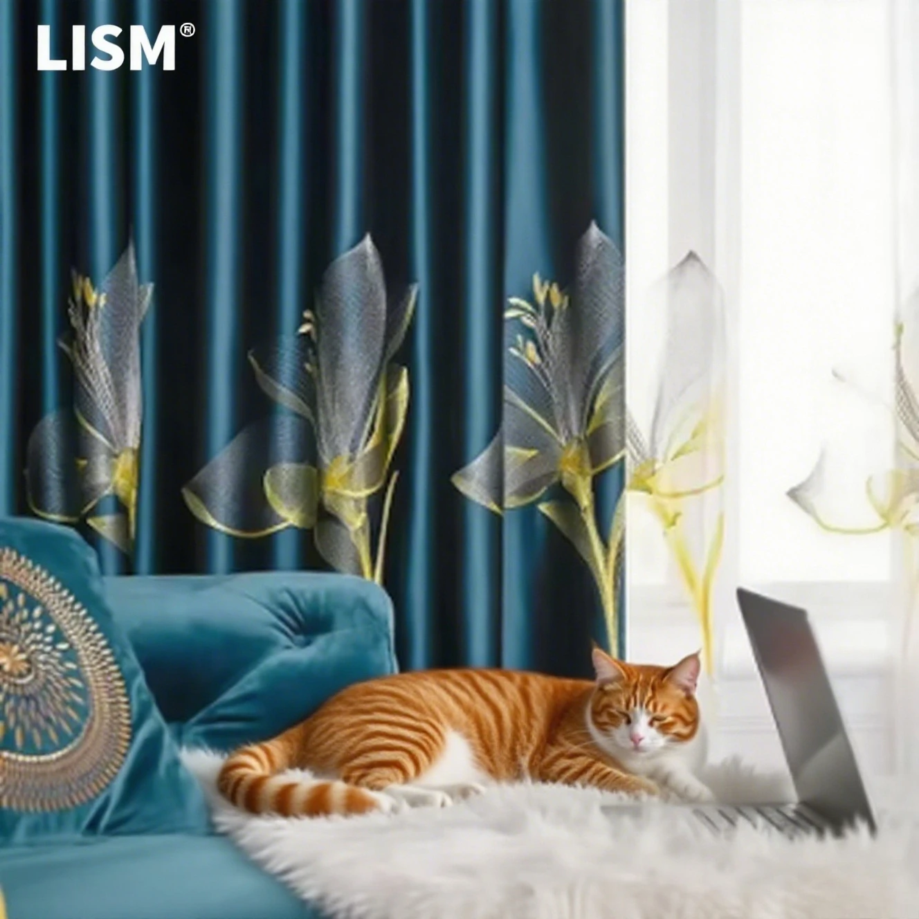 

European Style Embroidered Curtains for Living Room Dining Bedroom Satin Lily Nordic Minimalist 95% High Shading Luxury Palace