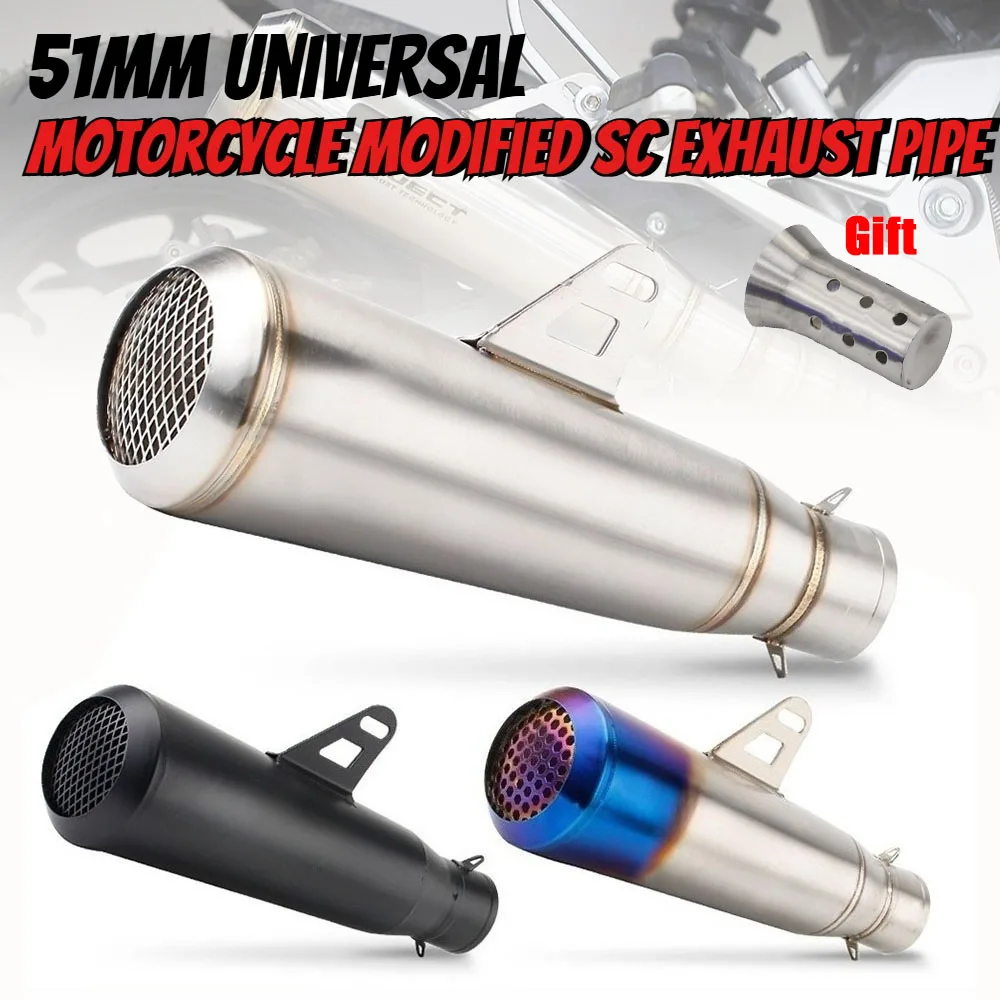 

51 мм универсальная модифицированная выхлопная труба SC для мотоцикла GP Racingproject, глушитель для скутера для спортивных мотоциклов, для 390DUKE CB190R