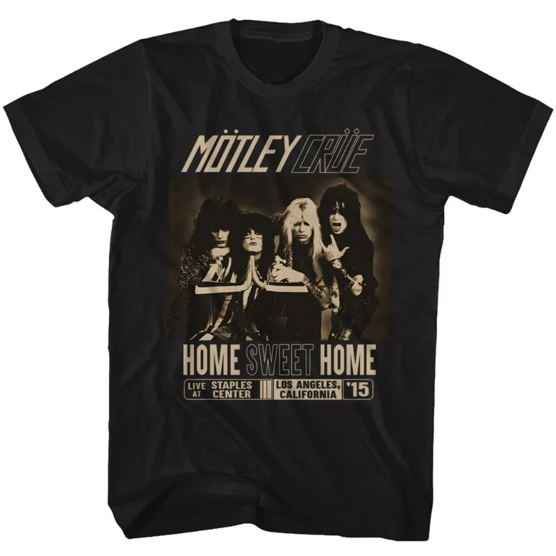 Camiseta negra para adultos, camiseta holgada de verano para hombres y mujeres, camiseta clásica de Motley Crue Home Sweet Home