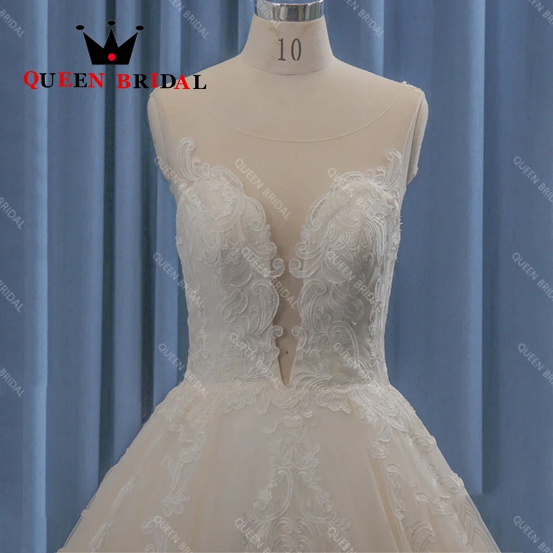 Vestido De Novia De encaje sin mangas, prenda elegante con cuello redondo, longitud hasta el suelo, personalizado, Y09W, 2023