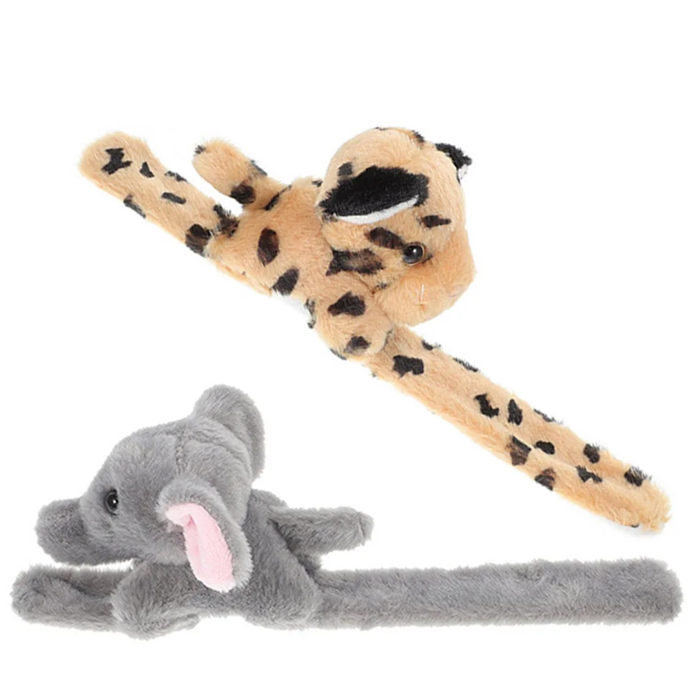 

2 Pcs Simulated Animal Bracelet Jungle Theme Party Favors Slap Bracelets Decorations Wrist Bands Cute Stuffed Animals Child Toy