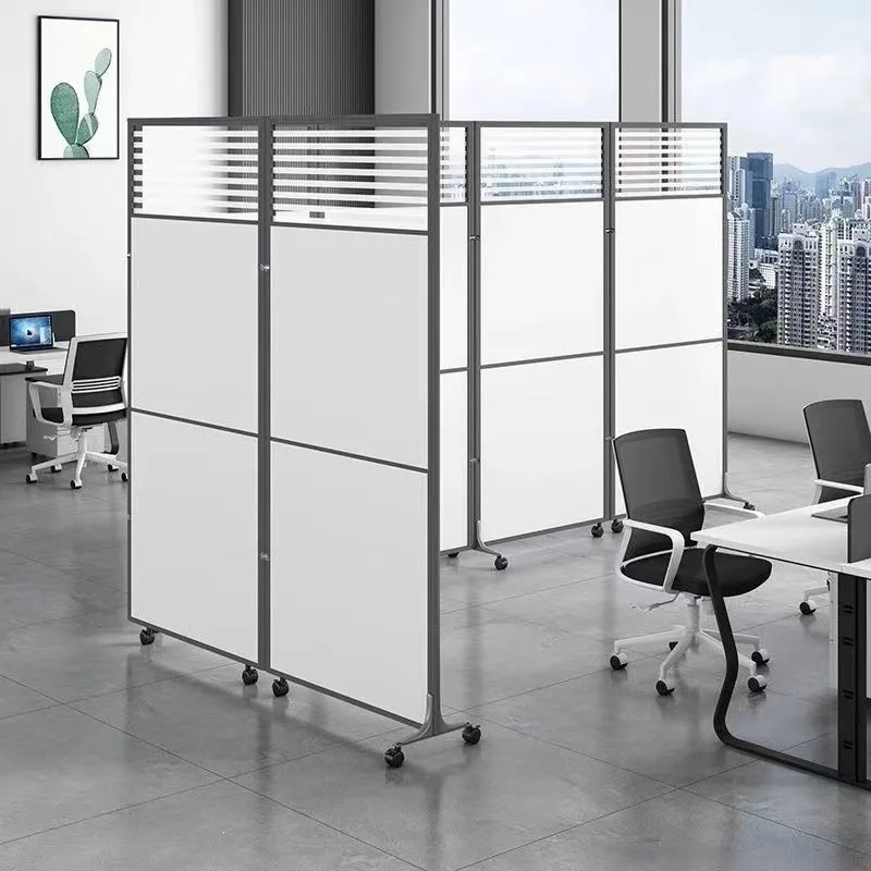 Office partition screen foldable mobile silent wheel mobile false wall workshop factory broken plate partition wall belt wheel