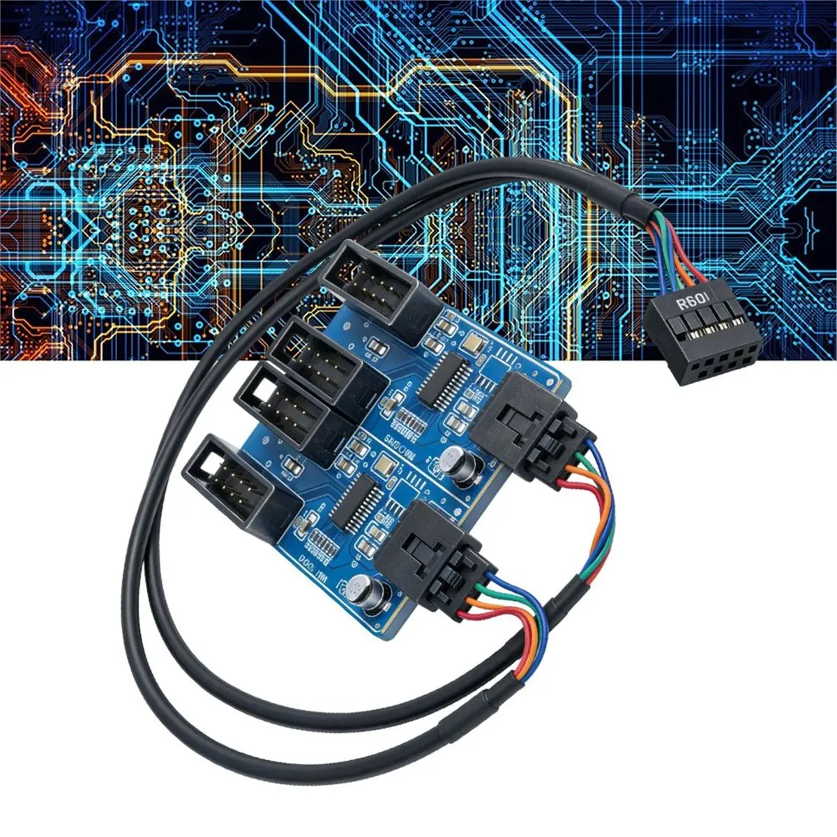 9Pin USB Splitter Expansion Card Male 1 to 4 Female Adapter Riser Board USB2.0 HUB for Desktop Motherboard Header