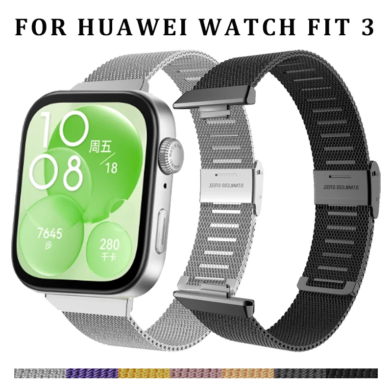 

Strap For Huawei Watch Fit 3 Stainless Steel Watchband Mesh Bracelet Metal Correa Wristband For Huawei FIT3 Replacement Band