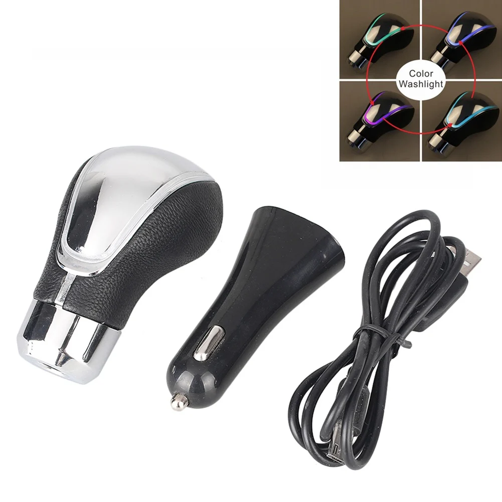 Car Gear Shift knob Come With USB Line + Cigarette Charger for all car Manual Automatic Transmission MT AT without lock button