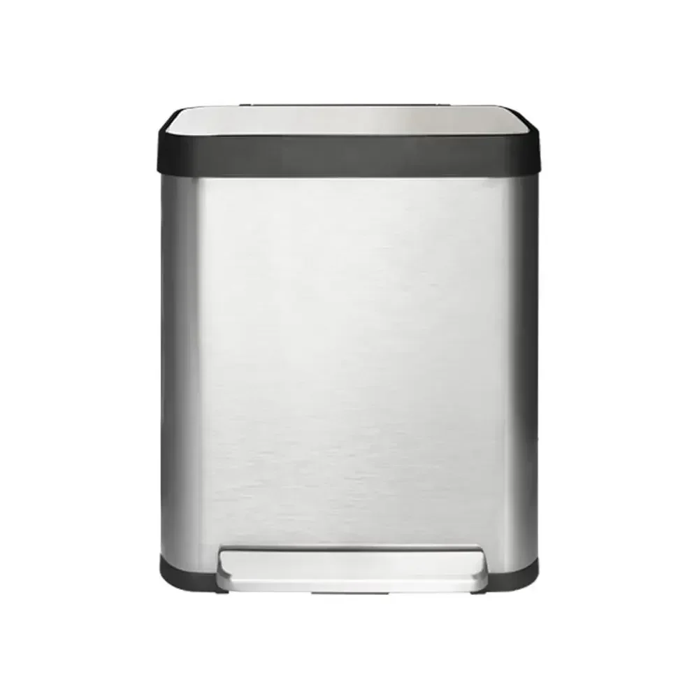 Large 50L Stainless Steel Kitchen Trash Can with Step-On Lid and Stay-Open Feature