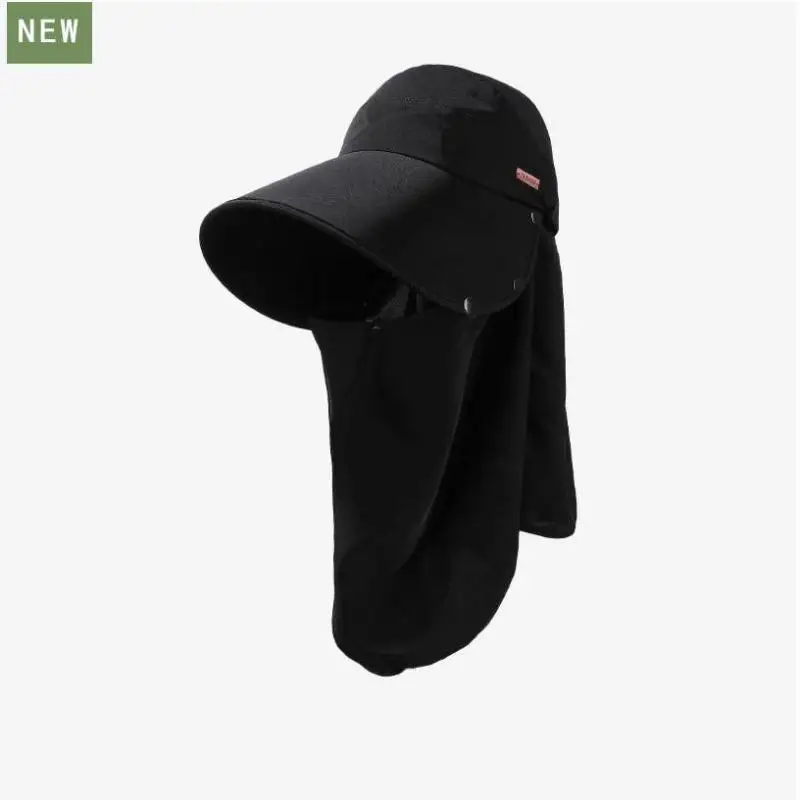 Chapeaux d'été pour femmes, chapeau de soleil avec grand châle amovible, Protection du cou, haut vide, seau, visière, accessoires de plage