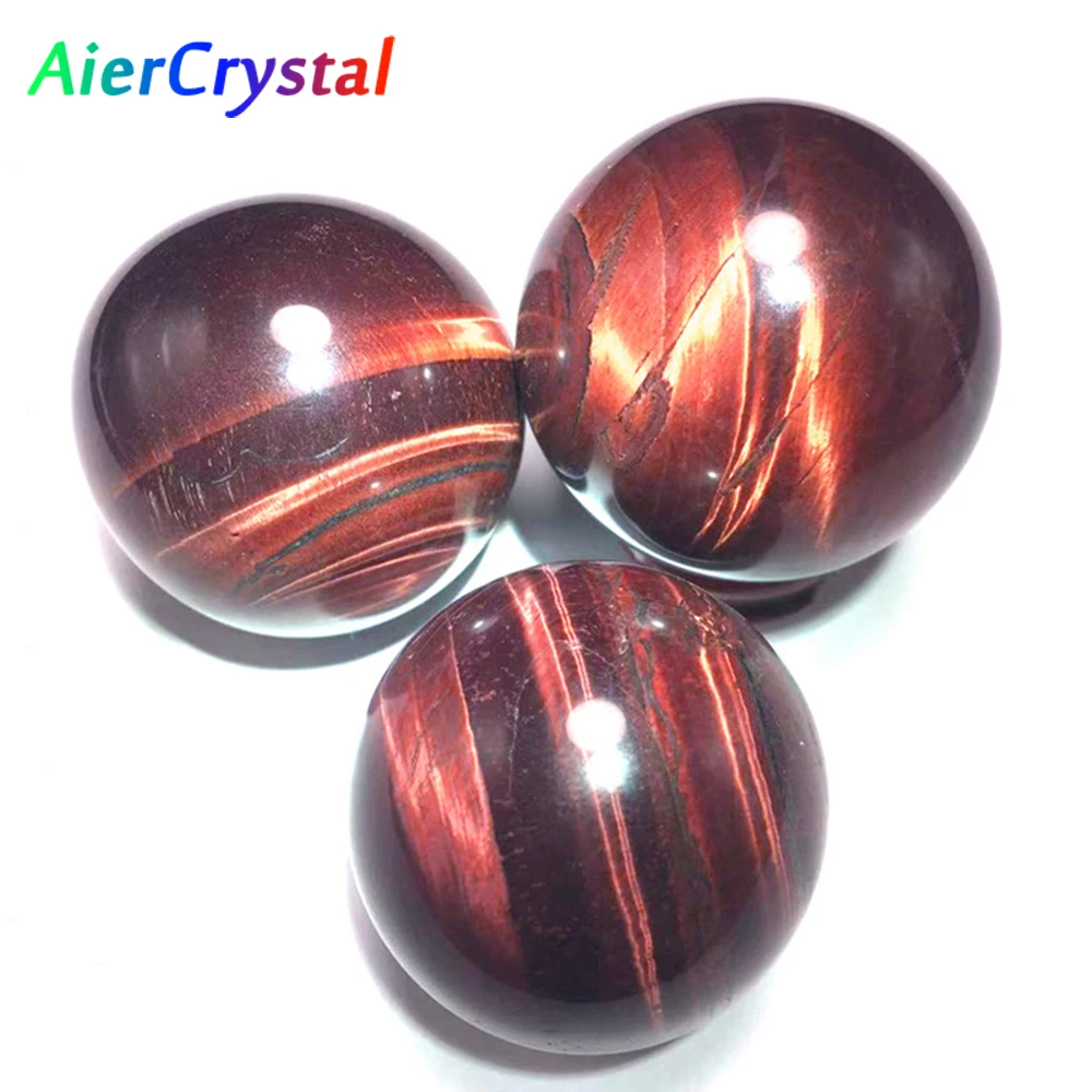 Natural Crystal Ball Red Tiger Eye Stone Polished Round Ball Reiki Healing Divination Home Decoration Beautiful Crafts Gifts