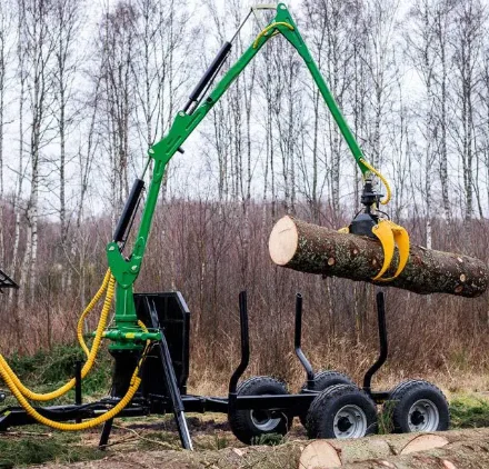Timber Wood Forestry Log Trailers with Grapple ATV Farm Timber Log Trailer with Crane