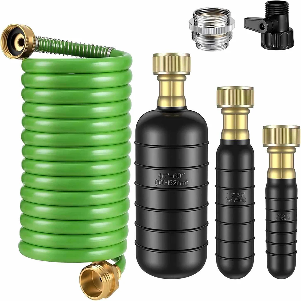 3 Piece Drain Bladder Set for Pipe Cleaning 1 6 Inches Includes Heavy Duty Rubber Hose and Shut Off Valve for Water Control
