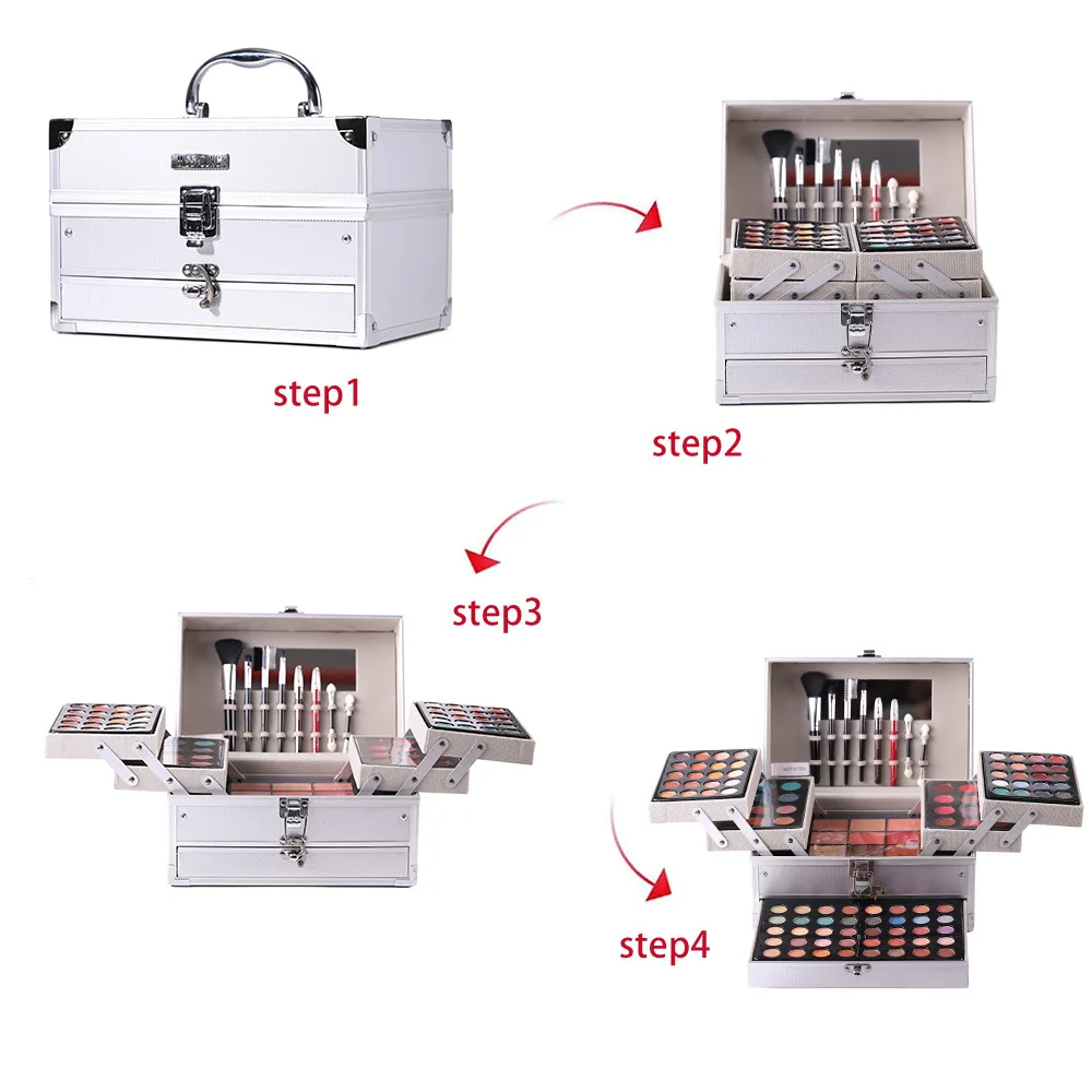 Full Face All-in-One Makeup Set Eyeshadow & Blush Integrated Palette Long Lasting Portable Multifunctional Facial Cosmetics Kit