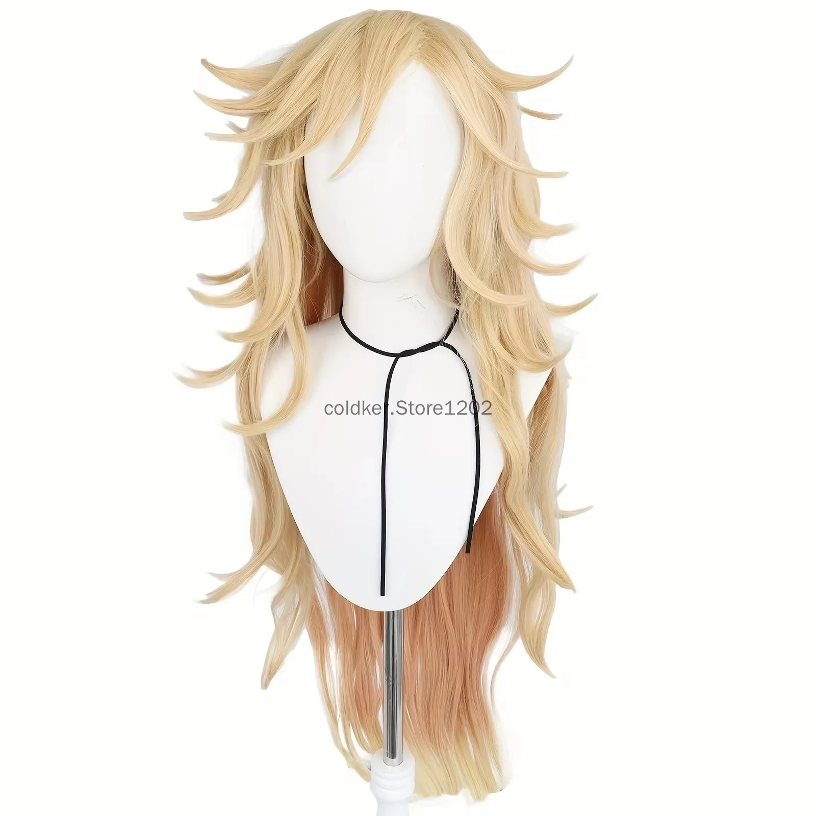 Long Blonde Wig Douma Wig with Bangs for Men Women Anime Cosplay Party Wig Cosplay Costume Halloween Party Outfit