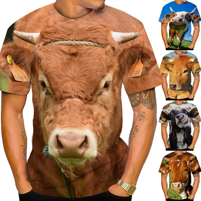 2024 New 3d Printing T-shirt Men And Women Short-sleeved Cow Pattern Casual Fashion Top Funny T Shirt For Men Summer Xxs-6xl