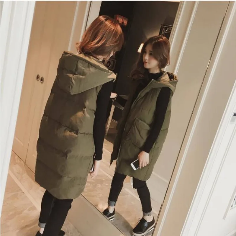 2025 Herfst Winter Nieuwe Capuchon vrouwen Halflange Capuchon Katoenen Vest Bovenkleding Losse Leisure Vrouwen Kleding