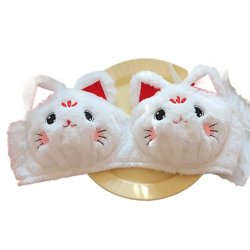 KUCLUT A Cute Japanese-style Plush Winter Bra with A Rabbit and A Bear, and No Underwire
