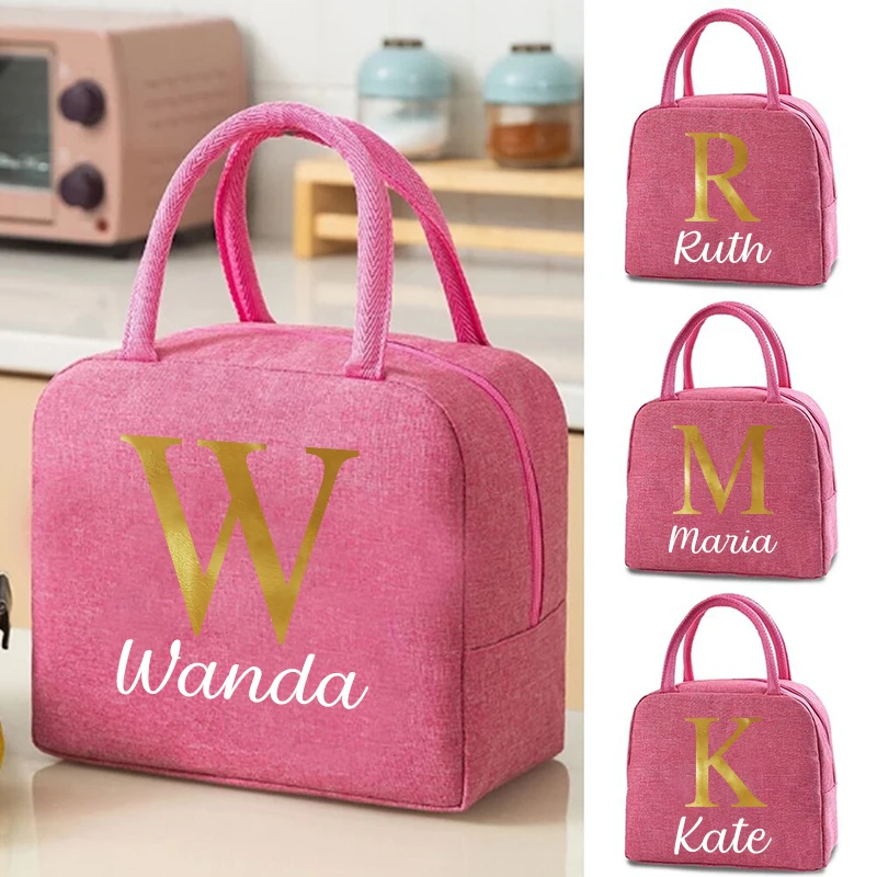 Personalized Name Insulated Bag Custom Lunch Cooler Bag Women Food Work Bag Portable Ice Food Picnic Bags Gift Cooler Bags