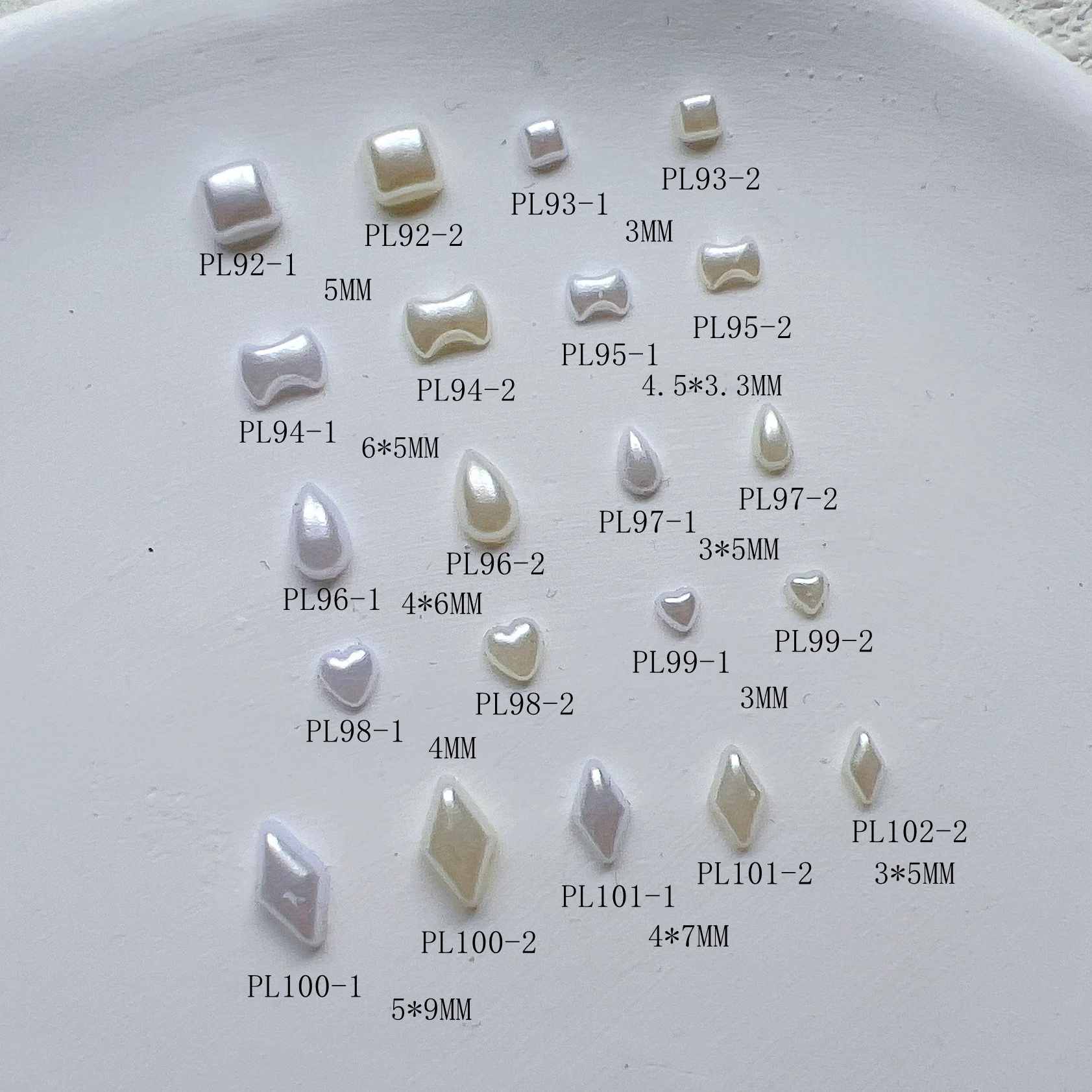 100 Uds. Diferentes formas de parte posterior plana perla cuadrada corazón forma de gota perla decoración de uñas perla decoración artística de uñas