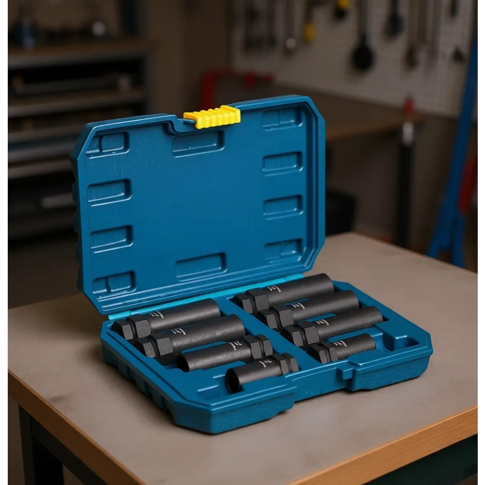 

8pc Spline Lug Nut Master Key Set Universal Lock Removal Tool 5 6 7 12 Spline Hex CrMo Steel