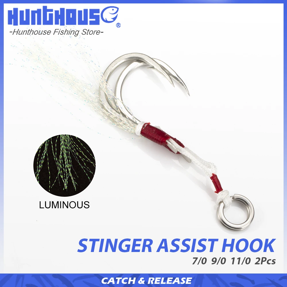 Hunthouse Langsam Jigging Haken 7/0 9/0 11/0 Stinger Assist Haken Stacheldraht Doppel Haken Mit Seil Meer Angeln Fliegen angelgerät LW335