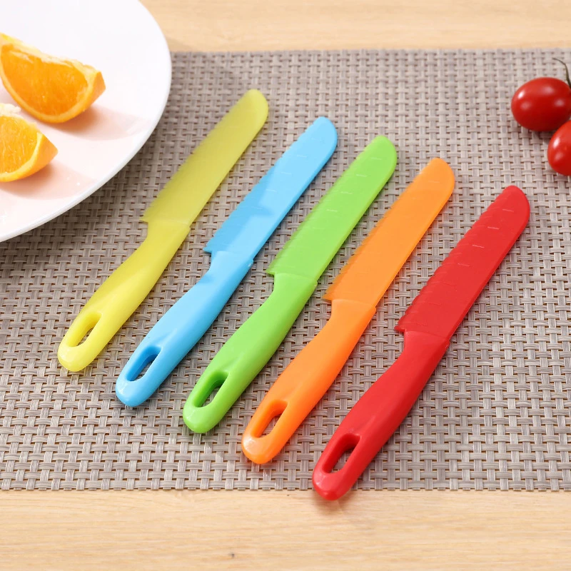 Plastic Fruit Serrated Knife 1pcs Kids Knife Kitchen Chef Bread Lettuce Toddler Cooking Paring Knives Children\'s Knife For Kids