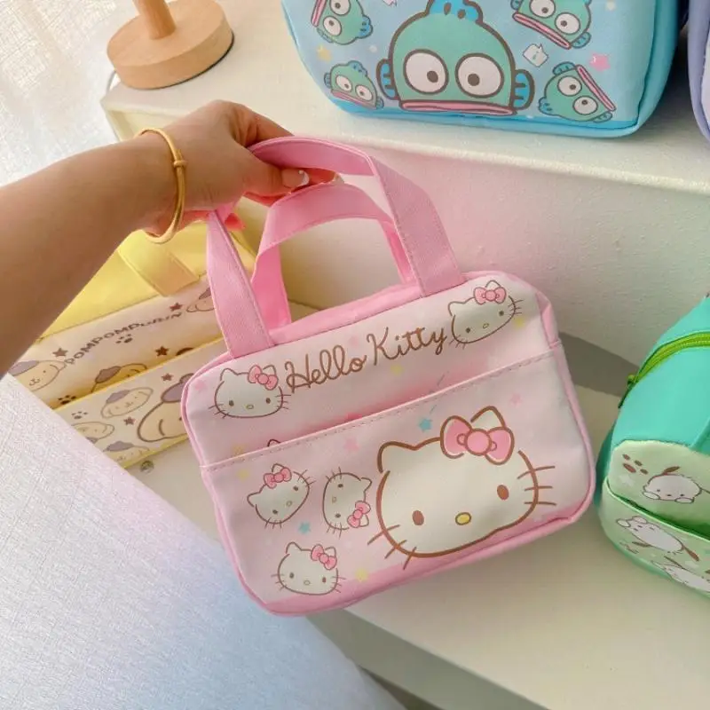 Kawaii Sanrio Hello Kitty Lunch Box Bag Kuromi My Melody Cinnamoroll Student Cute Portable Large Capacity Insulated Bento Bag