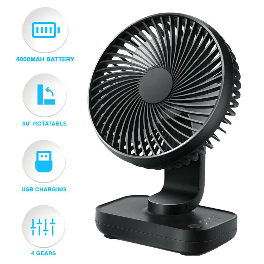 4000mah Four Speed Portable Mini Fan Desktop Usb Rechargeable Silent Electric Fan Student Home Office Rechargeable Battery