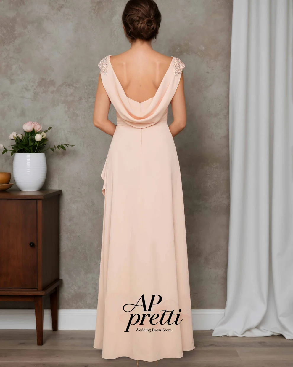 AP pretti Modest Soft Satin Mother Of The Bridedress V-Neck Customized Sleeveless Floor-Length A-line Mother Of The Grooms