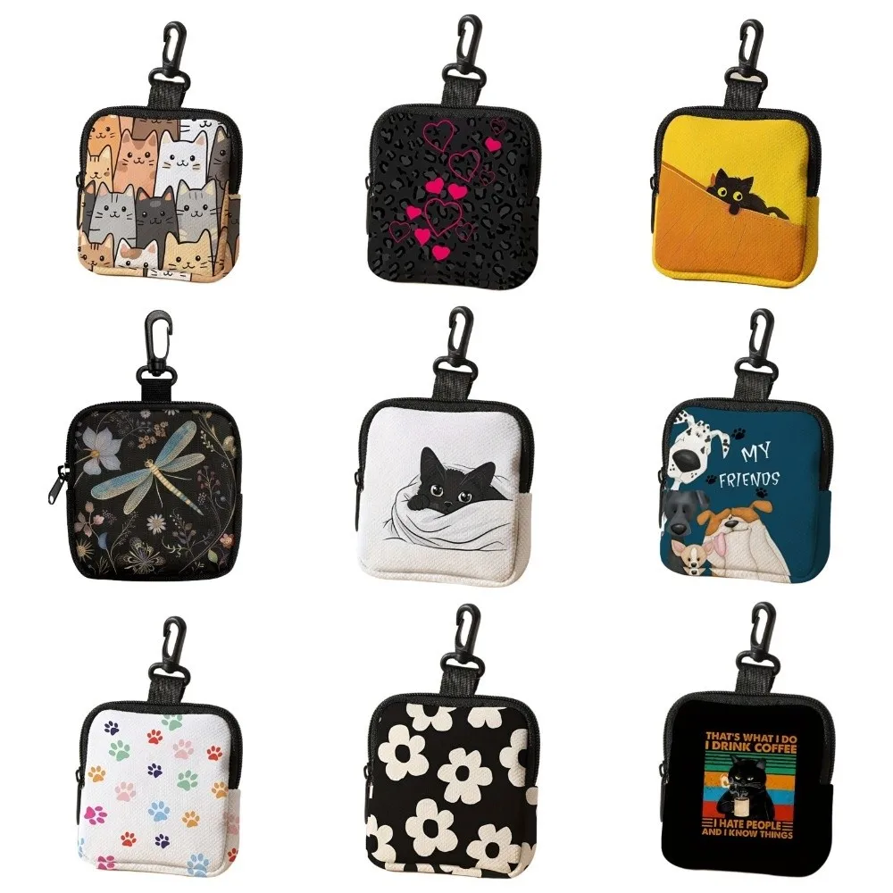 Trendige Mini-Geldbörse, Leicht und Langlebig, Tragbare Kopfhörer-Tasche mit Katzen- und Hundemotiv, Geschenk für Freunde