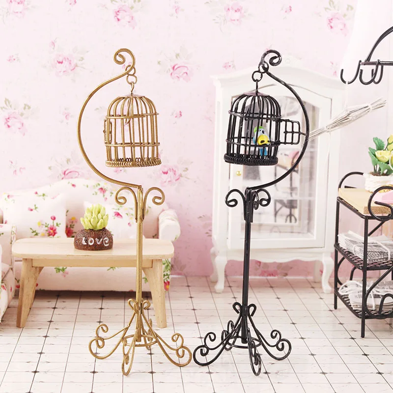 

Dollhouse Miniature Items Cage Mini Iron Birdcage Decoration Model 1:12 BJD Doll House Living Room Accessories Pretend Play Toys