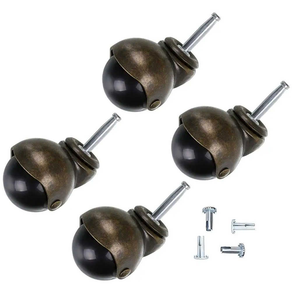 

4 Pcs 15mm Ball Caster Office Chair Wheels Iron Casters Gold 5 16x1 1 2 Stem 360 Degree Rotation Furniture Casters Home