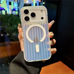 Simple Gradient Laser Luggage For iPhone 17 16 15Pro max 14Pro Magnetic Premium Mobile Phone Protective Case For Apple 13Pro MAX