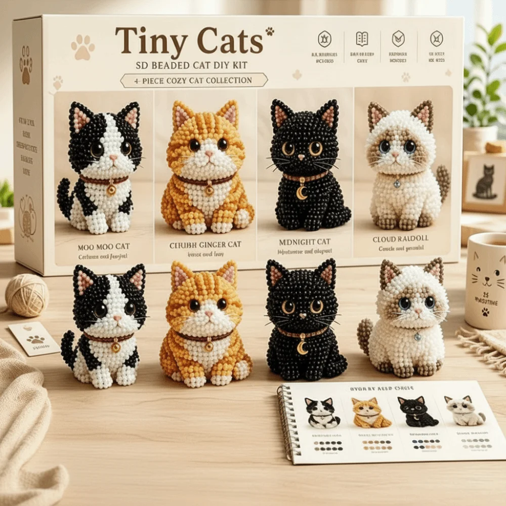 Tiny Beads 3D Beaded Animal Kit Cute Design Creative Craft Bead Weaving Kit Animal Shape Handmade Bead Art Kit For Adults & Kids