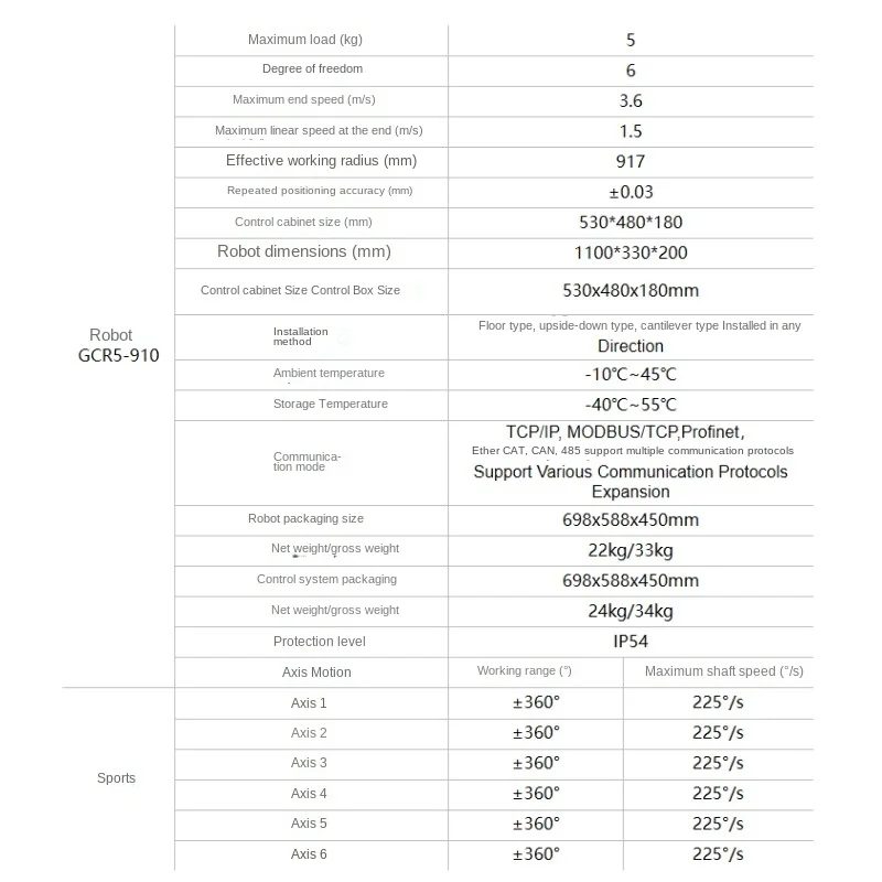 Suitable for Xinsong GCR5-910 Collaborative Robot Easy to Operate and Quickly Deploy Low  Consumption Lightweight Six-Axis Robot