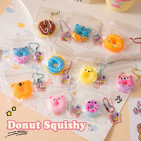 Donut Taba Squishy Bread Food Mochi Squishy Squeeze Stress Relief Toy Sensory Aiti-stress Sticky Squish Keychain Bag Pendant