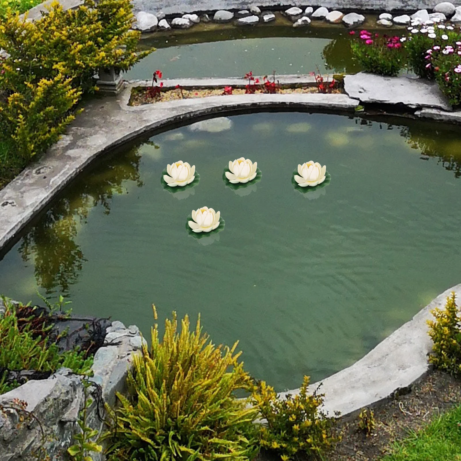 

5Pcs Floating Lotus Flower Decor Artificial Simulated Pool Aquarium Ornament Floating Flowers Flower Decorations