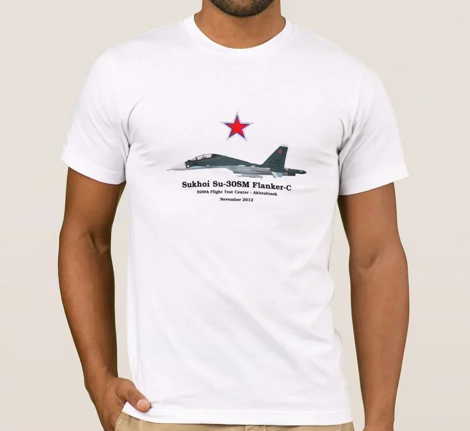 Russia Sukhoi Su-30SM Flanker-C Multirole Fighter Aircraft T Shirt. Short Sleeve 100% Cotton Casual T-shirt Loose Top Size S-3XL