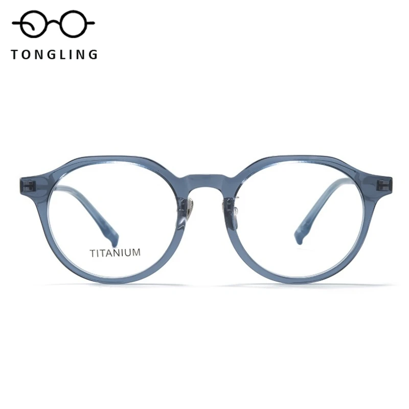 New High-Quality Fashionable Women Handcrafted Retro Men Classic Slim Leg Round Shape Artistic Casual Personalized Eyewear Frame